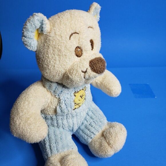 CUTE Vintage Stuffed Animal White Sitting Baby Teddy Bear Rattle Plush Toy Soft - Picture 10 of 10